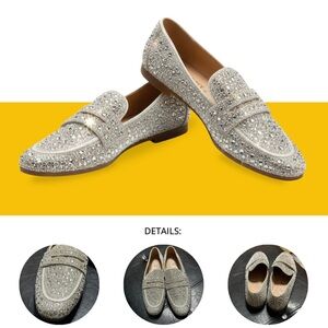 Sugar Thrillz Silver Rhinestone Loafers •Sparkly Crystal Penny Loafers • Fuchsia